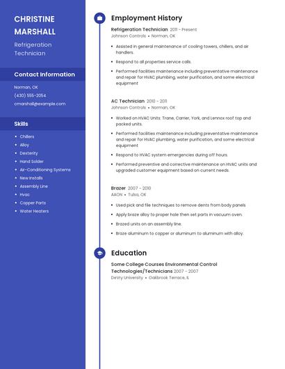 Refrigeration Technician Resume