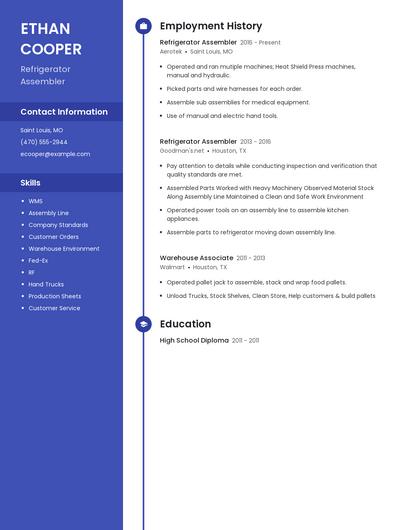 Refrigerator Assembler Resume