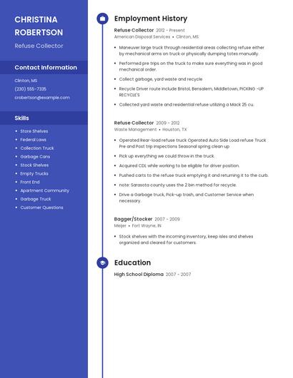 Refuse Collector Resume