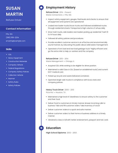 Refuse Driver Resume