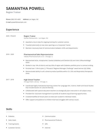 Region Trainer Resume