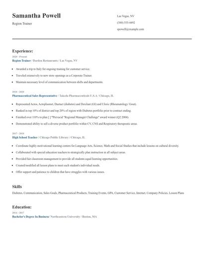 Region Trainer Resume