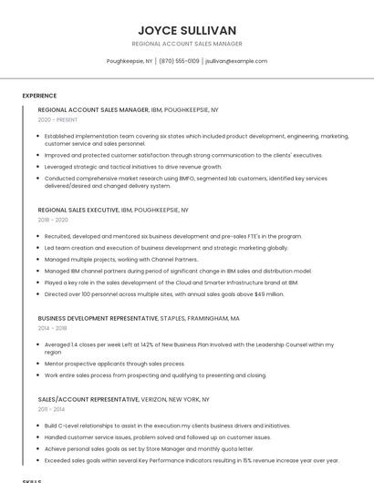 Regional Account Sales Manager Resume