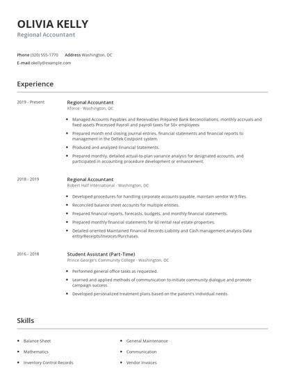 Regional Accountant Resume