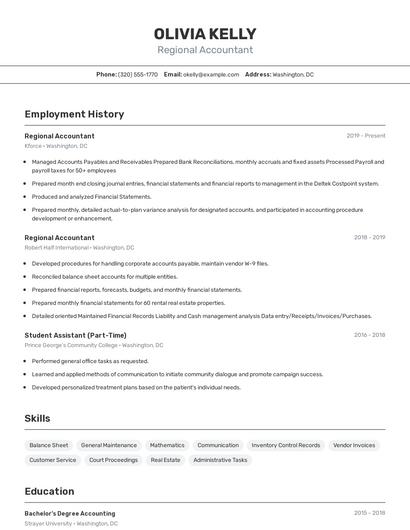Regional Accountant Resume