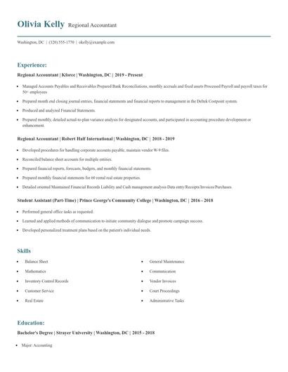 Regional Accountant Resume