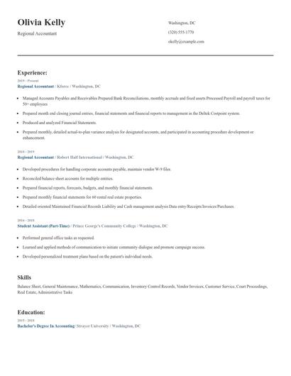 Regional Accountant Resume