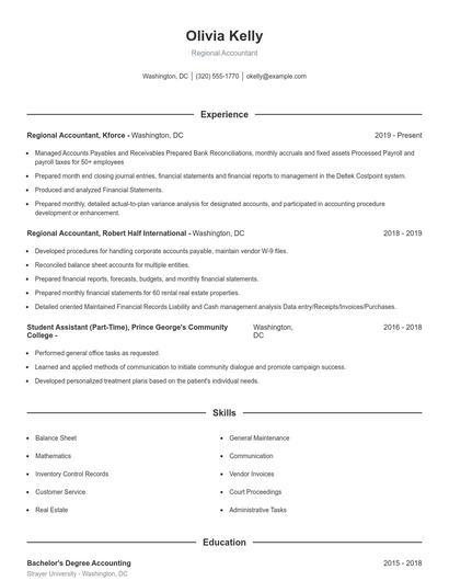 Regional Accountant Resume