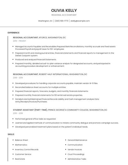 Regional Accountant Resume