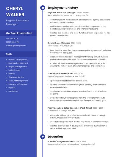 Regional Accounts Manager Resume