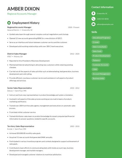 Regional Accounts Manager Resume