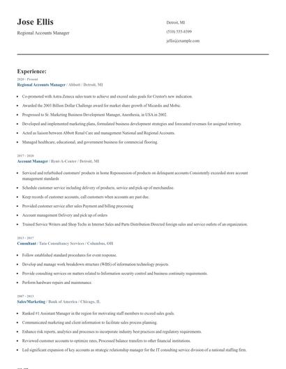 Regional Accounts Manager Resume