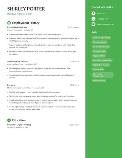 Regional Administrator Resume