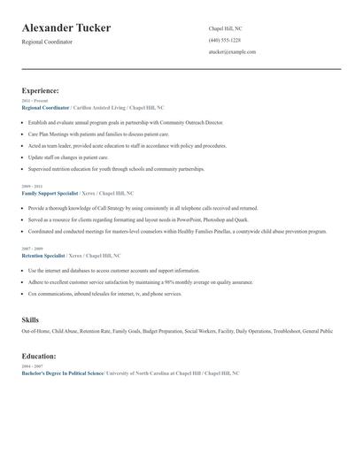 Regional Coordinator Resume