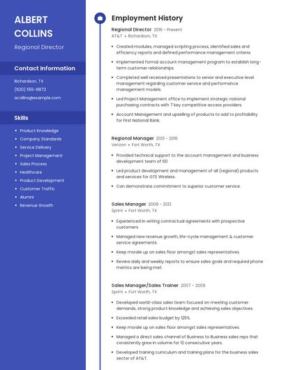 Regional Director Resume