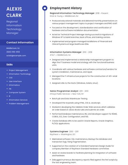 Regional Information Technology Manager Resume