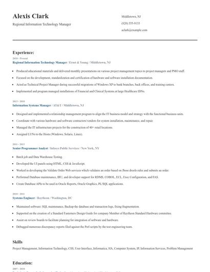 Regional Information Technology Manager Resume