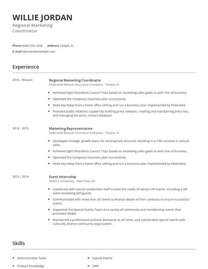 Regional Marketing Coordinator Resume