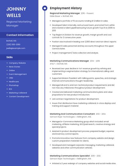 Regional Marketing Manager Resume