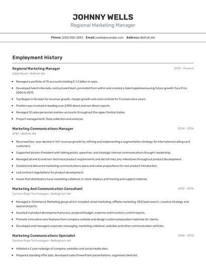 Regional Marketing Manager Resume