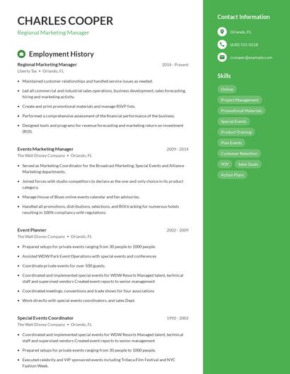 Regional Marketing Manager Resume