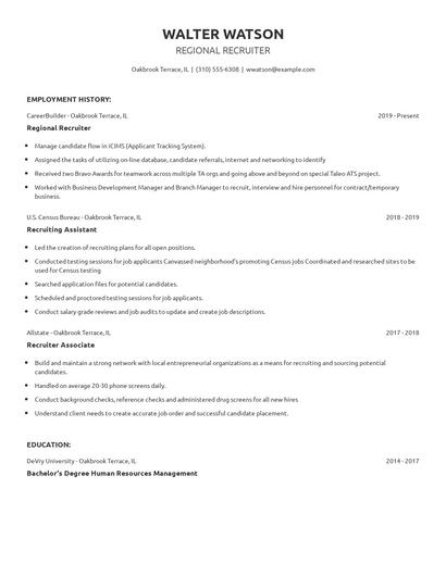 Regional Recruiter Resume