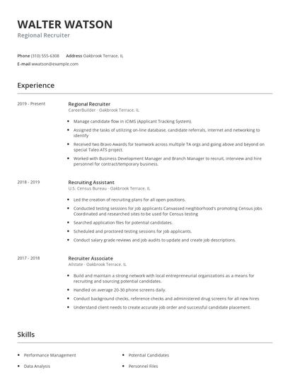 Regional Recruiter Resume