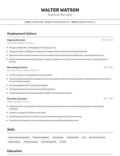 Regional Recruiter Resume