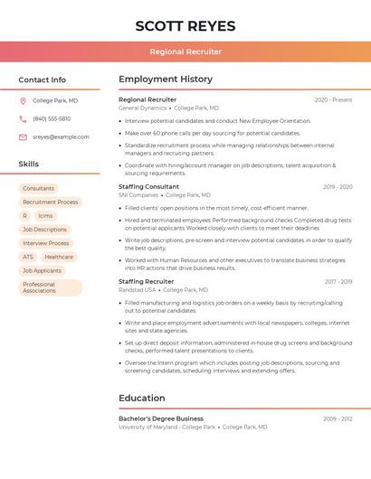 Regional Recruiter Resume