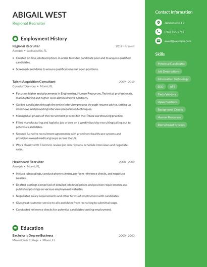 Regional Recruiter Resume