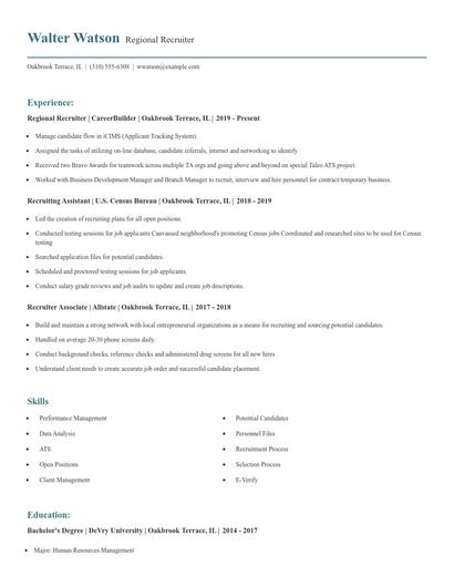Regional Recruiter Resume