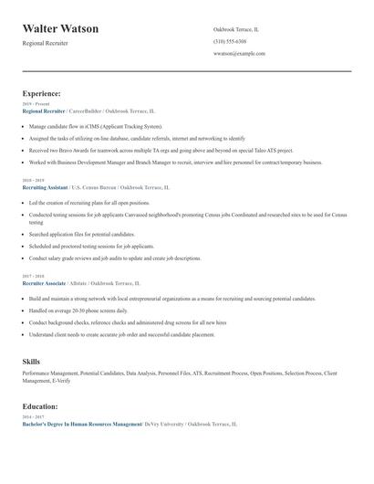 Regional Recruiter Resume