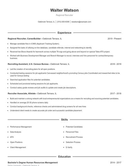 Regional Recruiter Resume