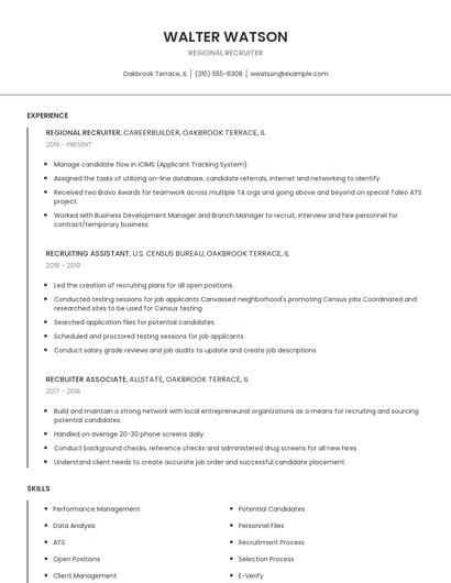 Regional Recruiter Resume