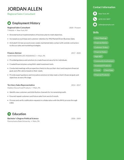 Regional Sales Consultant Resume
