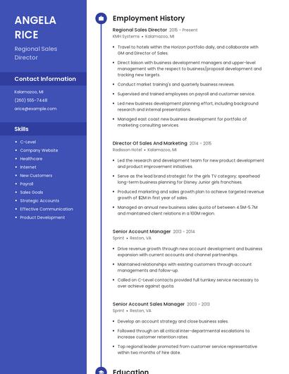 Regional Sales Director Resume