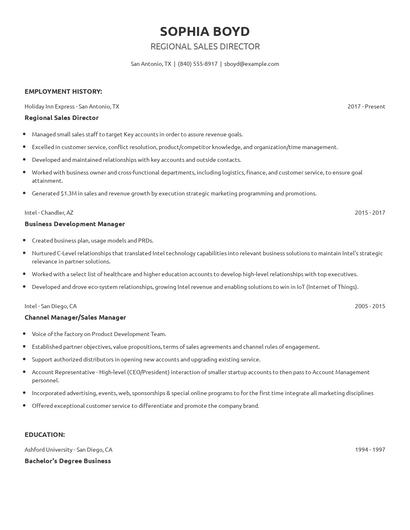 Regional Sales Director Resume