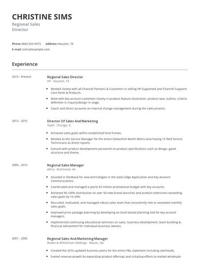 Regional Sales Director Resume