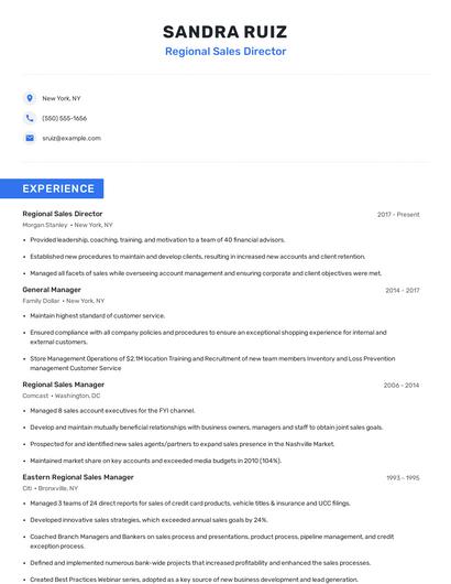 Regional Sales Director Resume