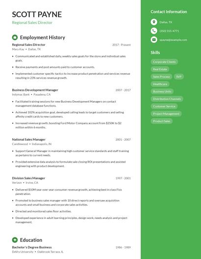 Regional Sales Director Resume