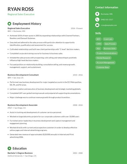 Regional Sales Executive Resume
