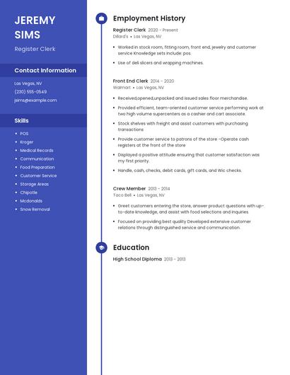 Register Clerk Resume