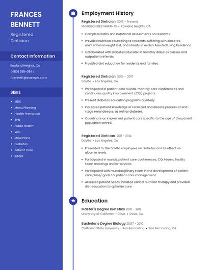 Registered Dietician Resume