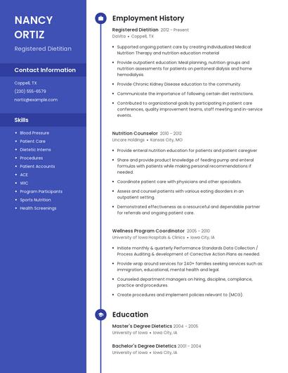 Registered Dietitian Resume