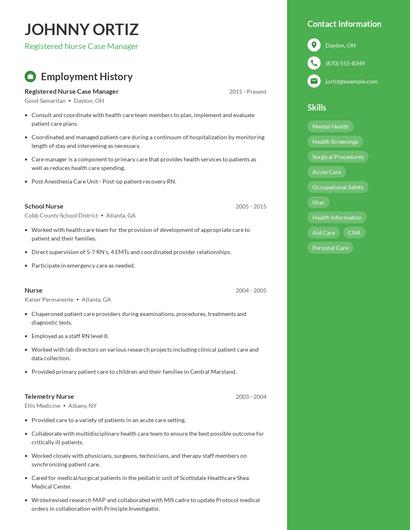 Registered Nurse Case Manager Resume