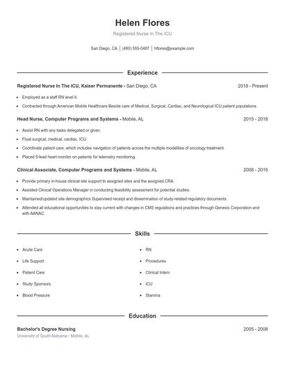 Resume example 1