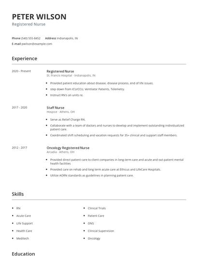 Registered Nurse Resume
