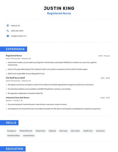 Registered Nurse Resume