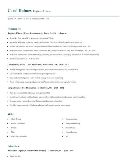 Registered Nurse Resume