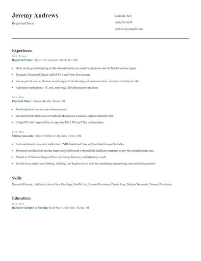 Registered Nurse Resume